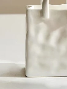 1pc Bag Design Flower Vase, White Flower Wrapping Bag, For Home Decor,Home Decor,Flower Vase,Centerpiece,Table Decor Room Decor Glass Vase - White - View 8