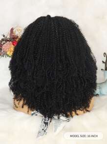 13*3蕾絲中等圓蓬式髮型卷人造假髮 - 黑色 - 查看 2