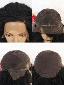 13*3蕾絲中等圓蓬式髮型卷人造假髮 - 黑色 - 查看 7