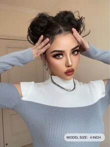 2入組短小波浪合成纖維頭髮髻 - 黑色 - 查看 3