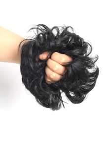 2入組短小波浪合成纖維頭髮髻 - 黑色 - 查看 7