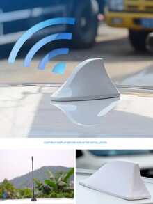 1pc Car Roof Shark Fin Design Decoration - White - View 4