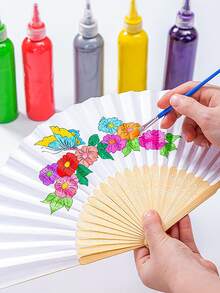 1 cái Quạt trang trí bằng tre, Quạt gấp màu hồng cho bữa tiệc, quà tặng - Hồng - Xem 3