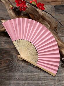 1 cái Quạt trang trí bằng tre, Quạt gấp màu hồng cho bữa tiệc, quà tặng - Hồng - Xem 1