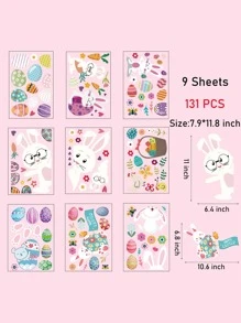 9pcs/set Easter Rabbit Print Window Sticker, Cartoon PVC Animal & Egg Print Wall Decal For Home Decoration - Multicolor - View 3