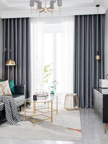 灰色單片窗簾臥室和客廳極簡主義滌綸單片遮光窗簾 - 灰色 - 查看 6