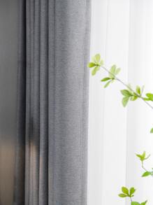 灰色單片窗簾臥室和客廳極簡主義滌綸單片遮光窗簾 - 灰色 - 查看 4