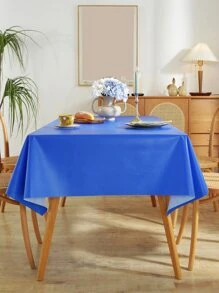 1 mantel de unicolor, mantel rectangular de PVC azul Simple para mesa de cena - Azul - Ver 2