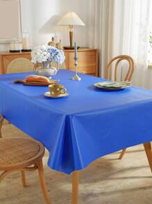 1 mantel de unicolor, mantel rectangular de PVC azul Simple para mesa de cena - Azul - Ver 5