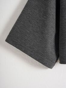 INAWLY Solid Drop Shoulder Crop Tee - Dark Grey - View 4