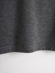INAWLY Solid Drop Shoulder Crop Tee - Dark Grey - View 5