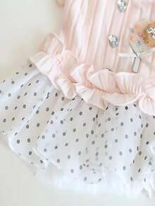 粉紅色韓式圓點荷葉邊裙 - 粉色 - 查看 6