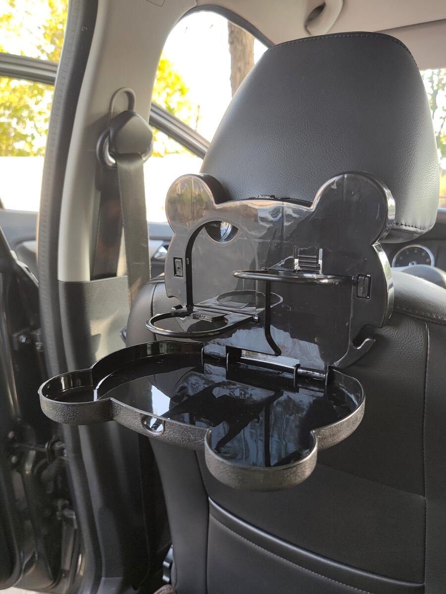 1pc Bear Design Multifunctional Car Food Tray & Cup Holder - Black - View 1