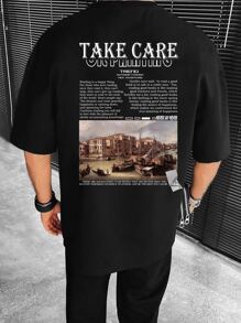 Manfinity LEGND Men Slogan & Picture Print Tee - Black - View 1