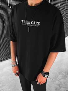 Manfinity LEGND Men Slogan & Picture Print Tee - Black - View 2