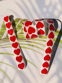 1roll Heart Pattern Sticker - Red - View 1