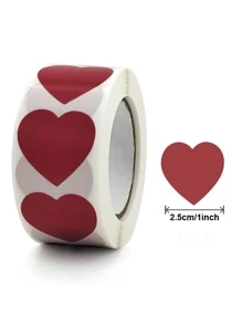1roll Heart Pattern Sticker - Red - View 3