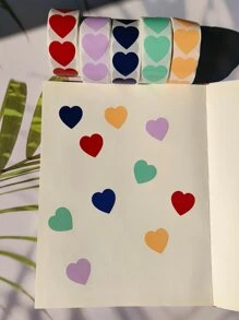 1roll Heart Pattern Sticker - Red - View 6