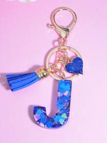 Tassel & Heart Charm Keychain - Multicolor - View 1