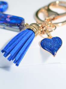 Tassel & Heart Charm Keychain - Multicolor - View 3