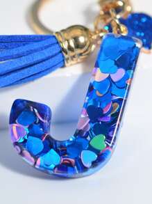 Tassel & Heart Charm Keychain - Multicolor - View 4