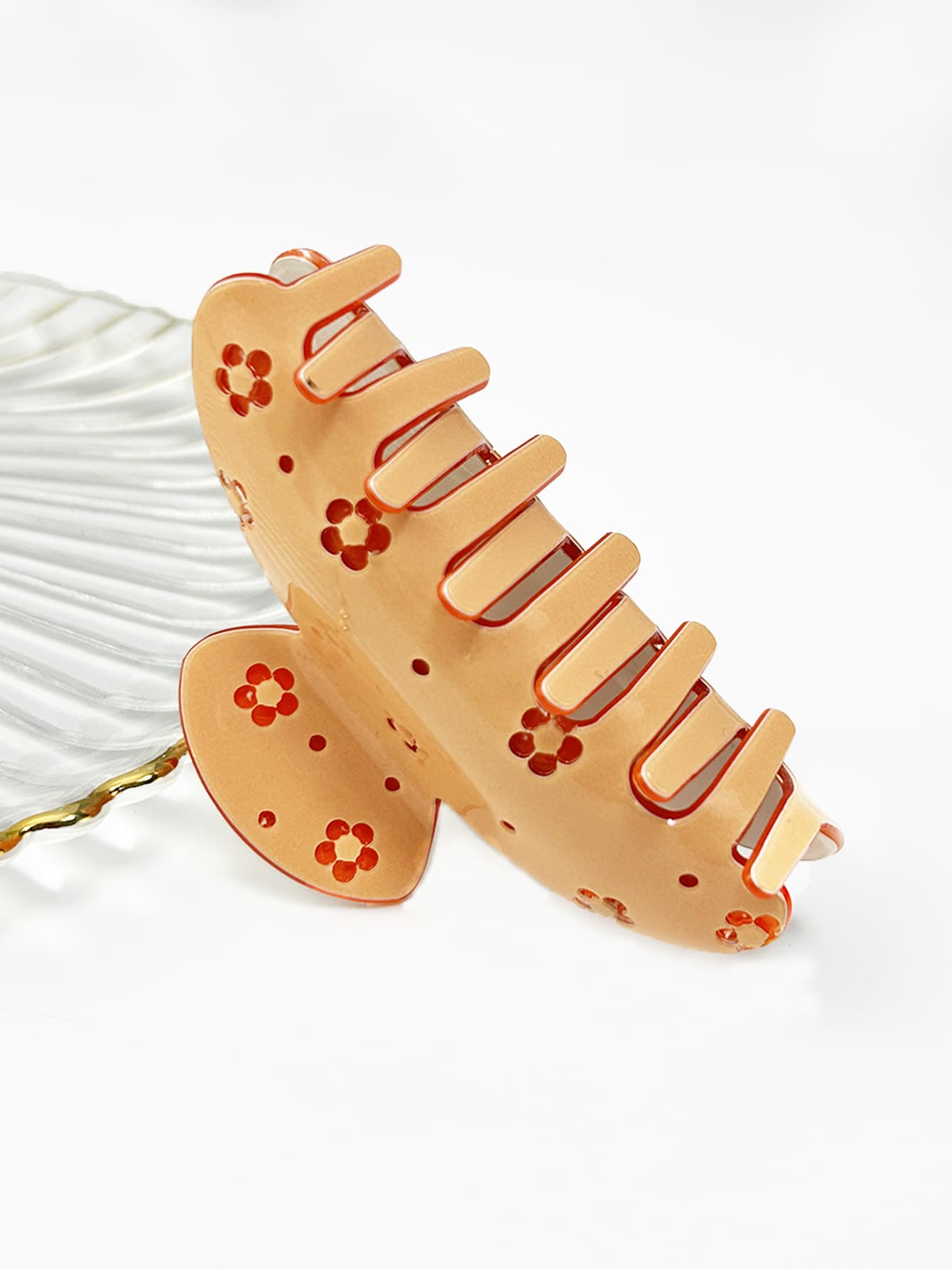 Floral Pattern Semicircle Design Hair Claw - Multicolor - View 2