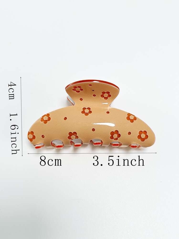 Floral Pattern Semicircle Design Hair Claw - Multicolor - View 3