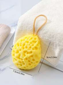 1pc Plain Bath Loofah, Simple Yellow Shower Loofah For Bathroom - Yellow - View 2