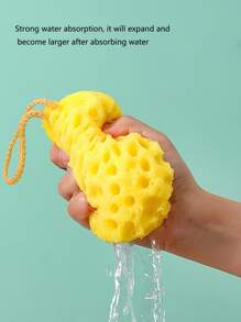 1pc Plain Bath Loofah, Simple Yellow Shower Loofah For Bathroom - Yellow - View 3