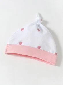 SHEIN 新生兒愛心圖案包腳連體睡衣和連體衣和配件帽和手套和圍兜