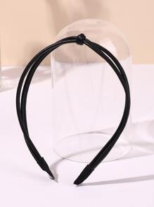 1pc Women's Elegant And Simple Solid Color Crossed Knot Headband - Black - View 1