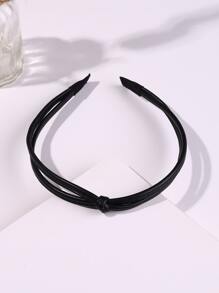 1pc Women's Elegant And Simple Solid Color Crossed Knot Headband - Black - View 2