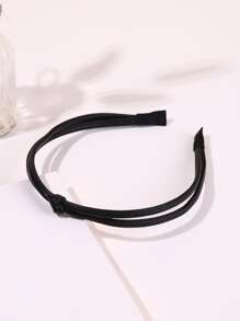 1pc Women's Elegant And Simple Solid Color Crossed Knot Headband - Black - View 3
