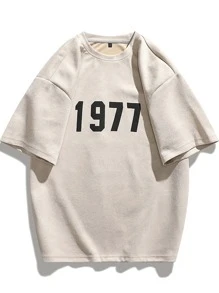 Men Letter Graphic Tee - Apricot - View 1