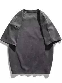 Men Letter Graphic Tee - Dark Grey - View 2