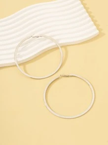 Minimalist Hoop Earrings - Silver - View 1