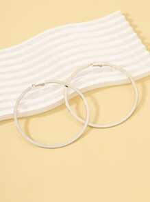 Minimalist Hoop Earrings - Silver - View 2