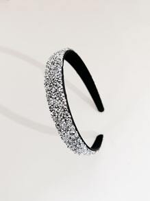1入組皇家簡約經典鑲鑽寬髮箍，日常包括洗臉都方便實用 - 銀色 - 查看 4