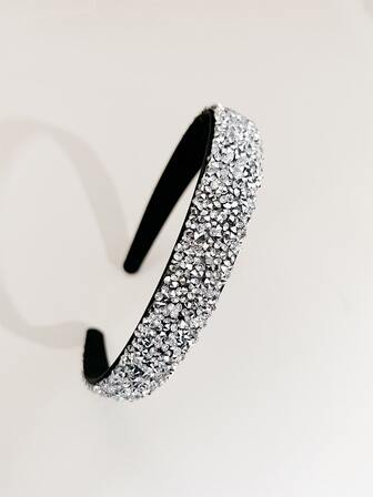 1pc Minimalist Versatile Rhinestone Headband, Casual Practical Facial Wash Headband For Daily Use