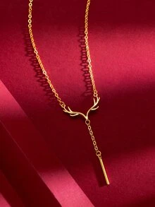 Collar con colgante cornamenta & rectángulo - Amarillo Oro - Ver 2