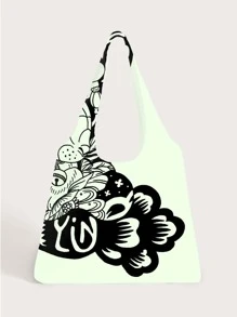 YinLu Floral & Letter Graphic Shopper Bag