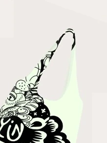 YinLu Floral & Letter Graphic Shopper Bag