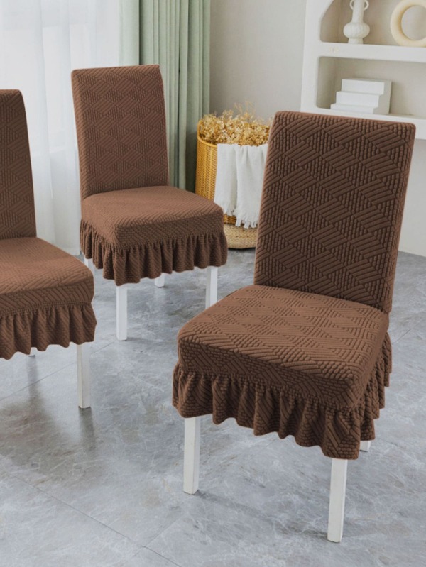 1 pieza Funda para silla de comedor universal, de estilo jacquard, con elasticidad universal, a prueba de polvo y de garras de gato, con respaldo integrado y falda.
