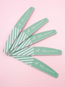 5pcs Striped 100/180 Grit Nail Files Double Sided Emery Board Washable Emery Boards Reusable Nail Buffers Manicure Tools For Natural Nails Acrylic Nails Home And Salon Use - Multicolor - View 1