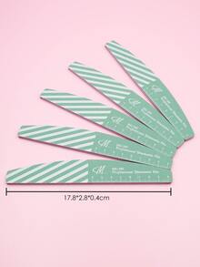 5pcs Striped 100/180 Grit Nail Files Double Sided Emery Board Washable Emery Boards Reusable Nail Buffers Manicure Tools For Natural Nails Acrylic Nails Home And Salon Use - Multicolor - View 2
