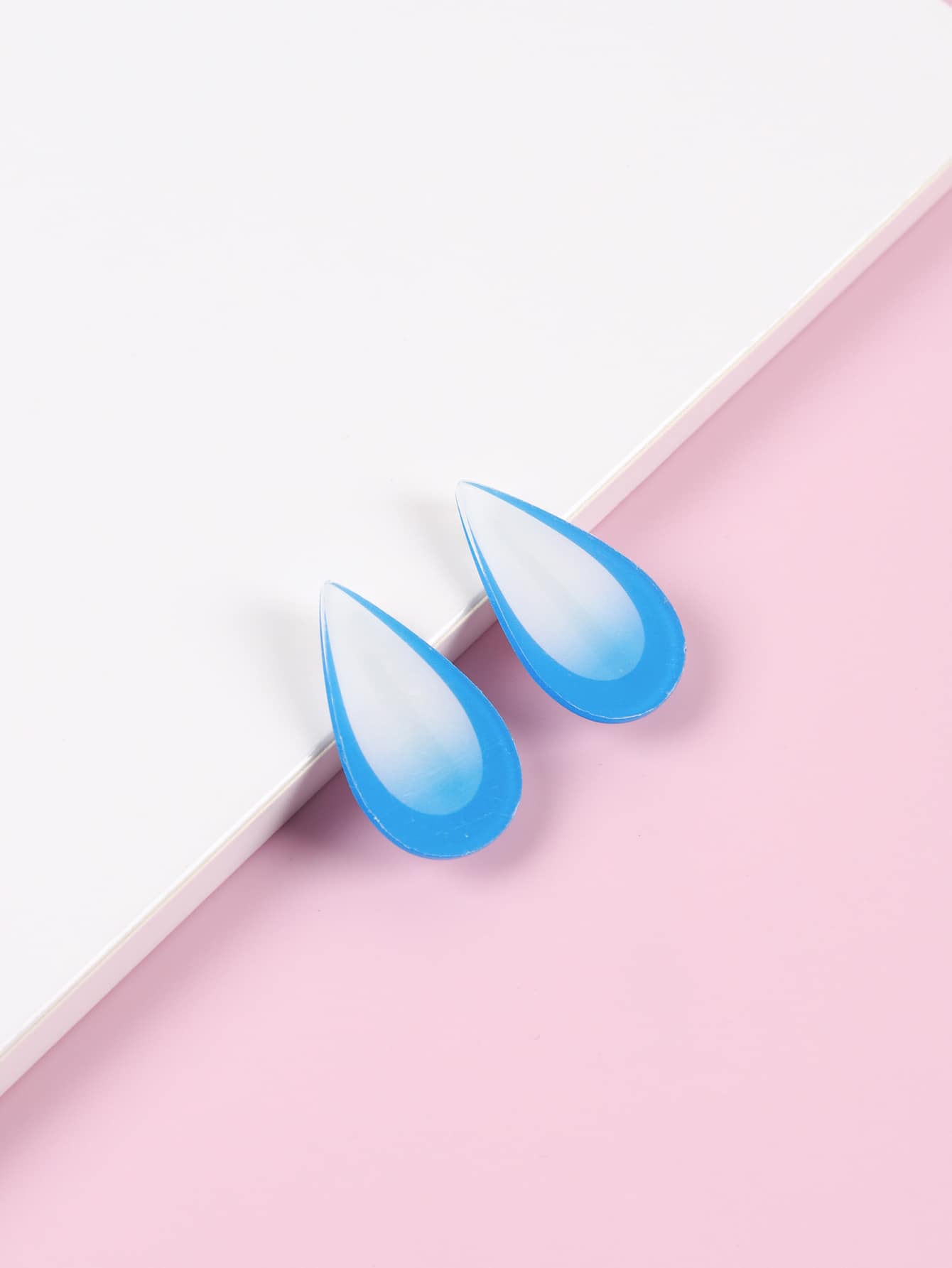 2入組水滴設計髮夾 - 淺藍色 - 查看 1