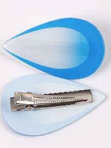 2入組水滴設計髮夾 - 淺藍色 - 查看 2