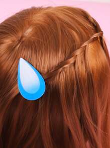 2入組水滴設計髮夾 - 淺藍色 - 查看 3