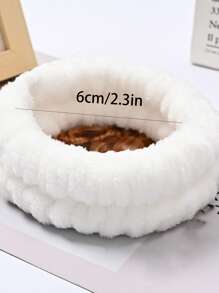 2pcs Solid Fuzzy Bath Wrist Band, Simple White Polyester Wristbands For Washing Face - White - View 2