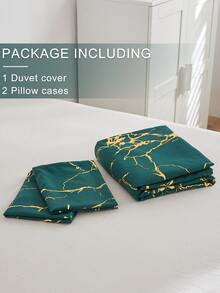 3pcs Metallic Marble Pattern Duvet Cover Set Without Filler, Modern Polyester Bedding Set, For All Season - Multicolor - View 6